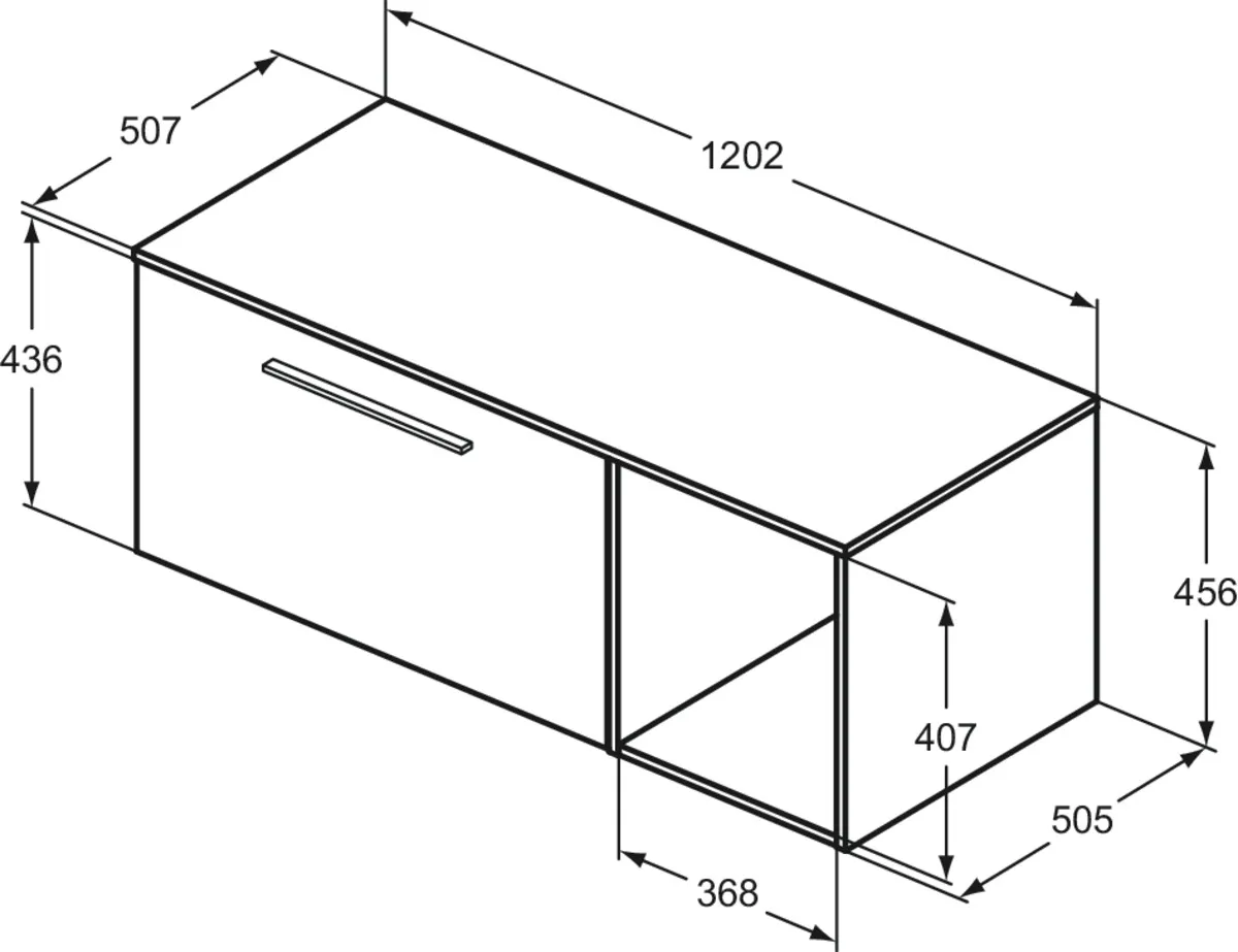 Möbel-Set 120cm i.life B 1 Auszug 1 offenes Fach Griff Chrom Weiß matt