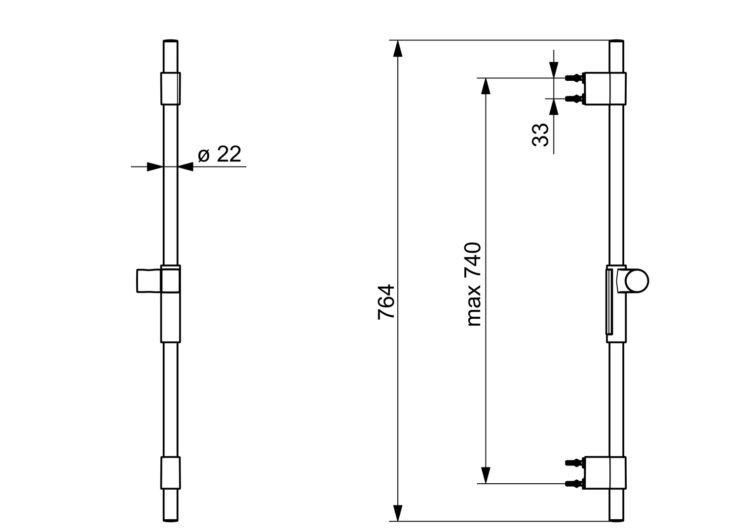HansaACTIVEJET Duschstange Wandstange HansaACTIVEJET 0478 Chrom