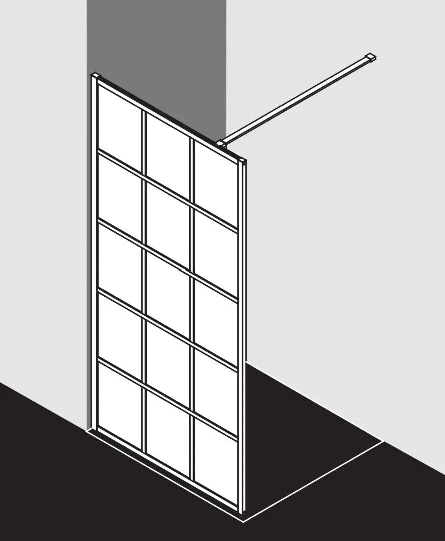 Kermi Duschdesign Walk-In-Duschkabine Dekor Profil „WALK-IN XD“ Glas Klar, Profile Schwarz Soft (RAL 9005), BV: 890 - 910 mm WE: 890 - 910 mm H: 2000 mm