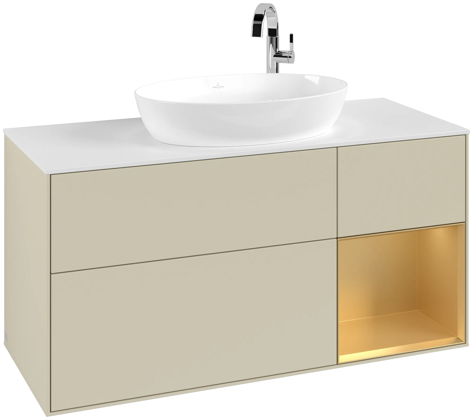 Villeroy & Boch Finion Waschbeckenunterschrank G95, 1200x603x501mm, Eckig, Beleuchtung