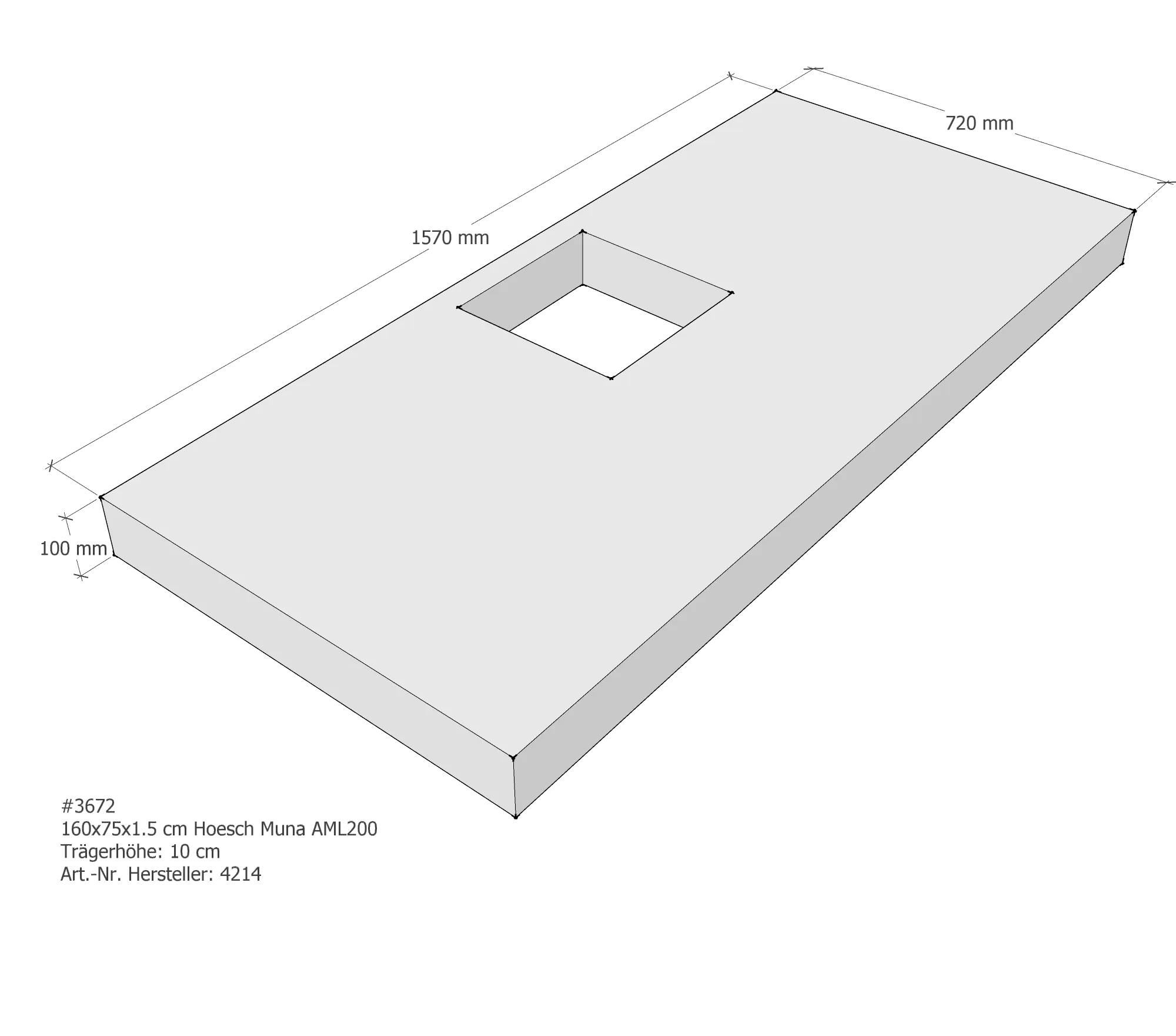 Duschwannenträger passend für Hoesch Muna 160 × 75 × 1,5 cm