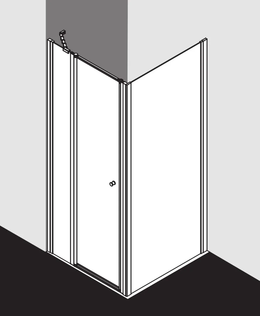 Kermi Duschdesign IBIZA 2000 Schwingtür mit Festfeld, 1750x750mm, Silber Mattglanz