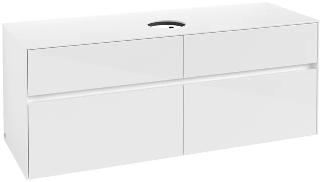 Villeroy & Boch Waschtischunterschrank „Collaro“ 1400 × 548 × 500 mm Glossy White, ohne Beleuchtung, für Becken mittig