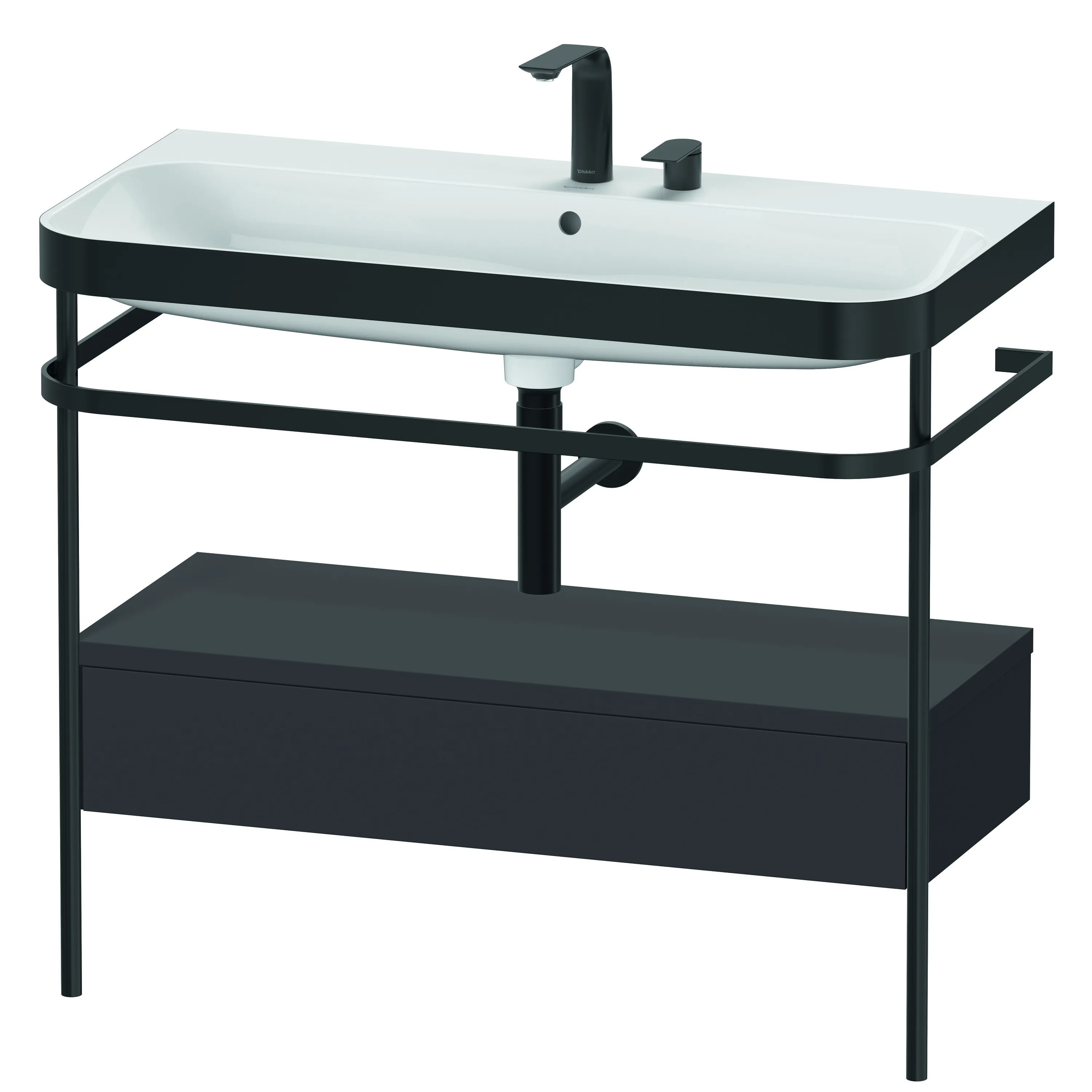 Duravit Waschtischunterschrank mit Metallkonsole „Happy D.2 Plus“ 97,5 × 85 × 49 cm Graphit Supermatt Duravit Waschtischunterschrank mit Metallkonsole „Happy D.2 Plus“ 97,5 × 85 × 49 cm Graphit Supermatt