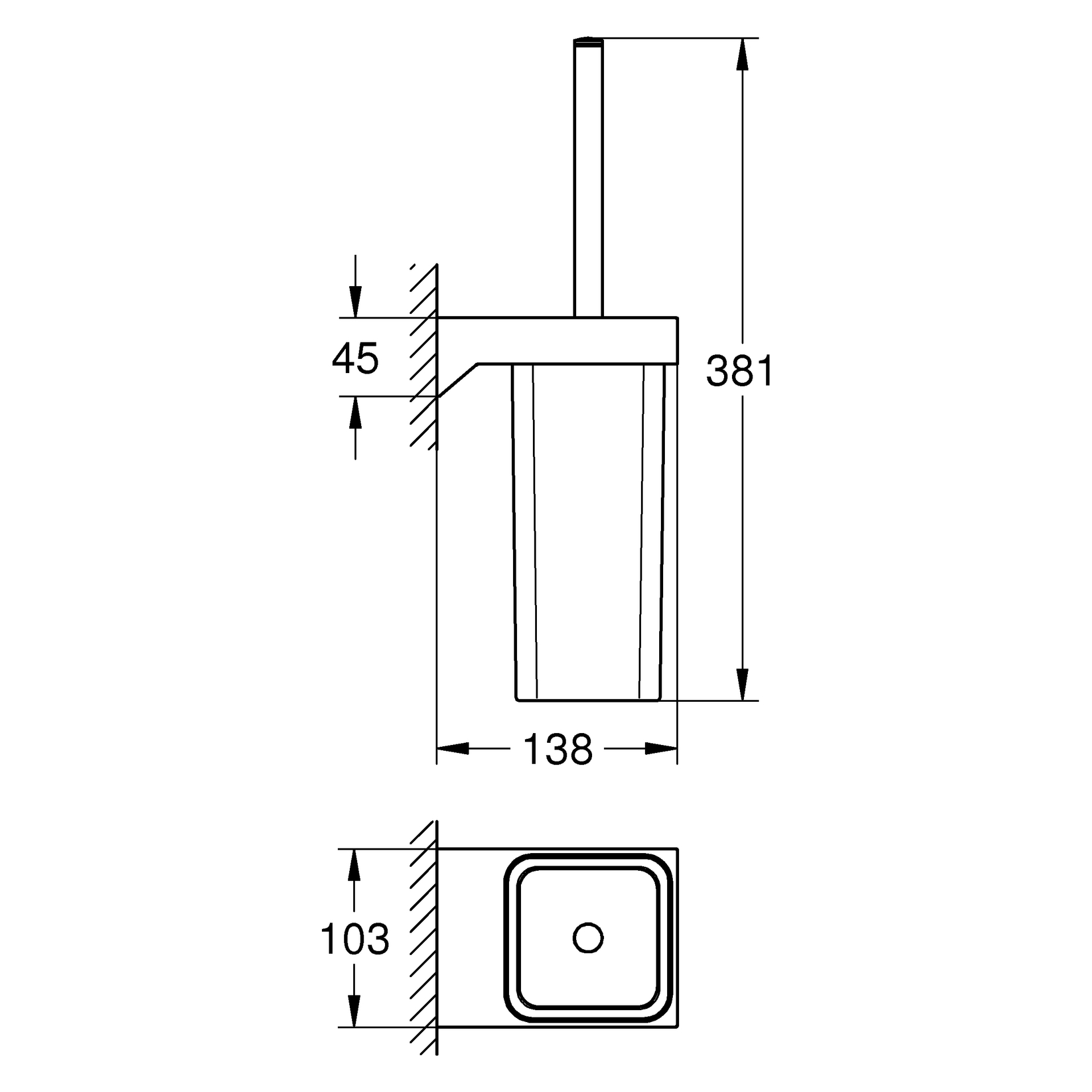 Toilettenbürstengarnitur Selection Cube 40857, Wandmontage, chrom