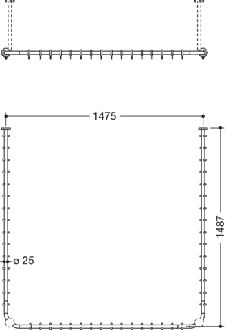 HEWI Duschvorhangstange „System 900“ 150 × 154,5 cm HEWI Duschvorhangstange „System 900“ 150 × 154,5 cm