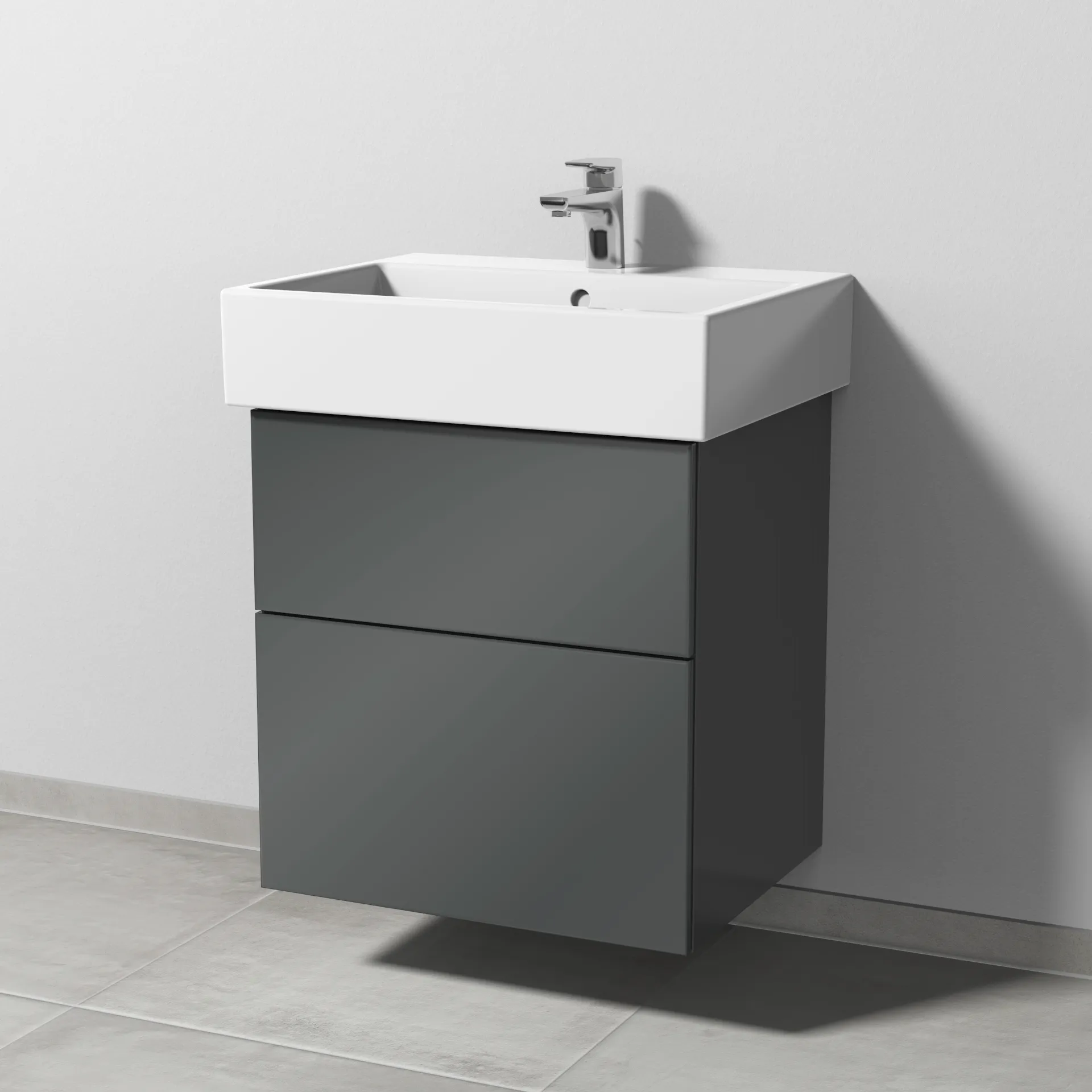 Sanipa Waschtischunterschrank „3way“ passend zu Keramik-Waschtische Vero Air von Duravit 550 × 591 × 447 mm in Anthrazit (glanz)