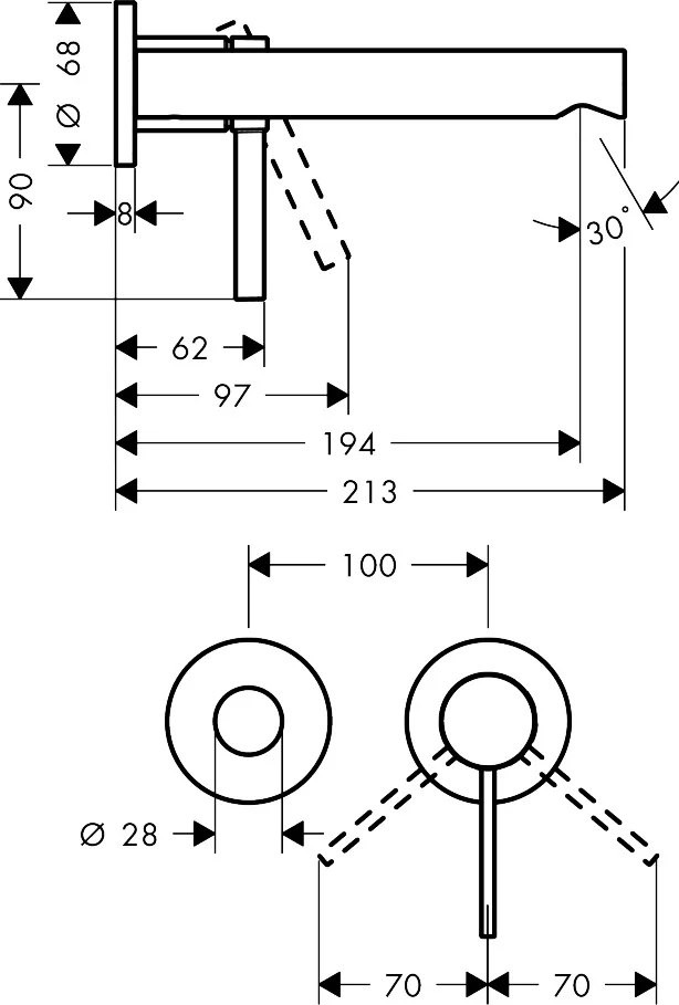 Hansgrohe Zesis S Einhebel-Waschtischmischer Unterputz, Chrom, Ausladung 194 mm, Auslaufhöhe 90 mm