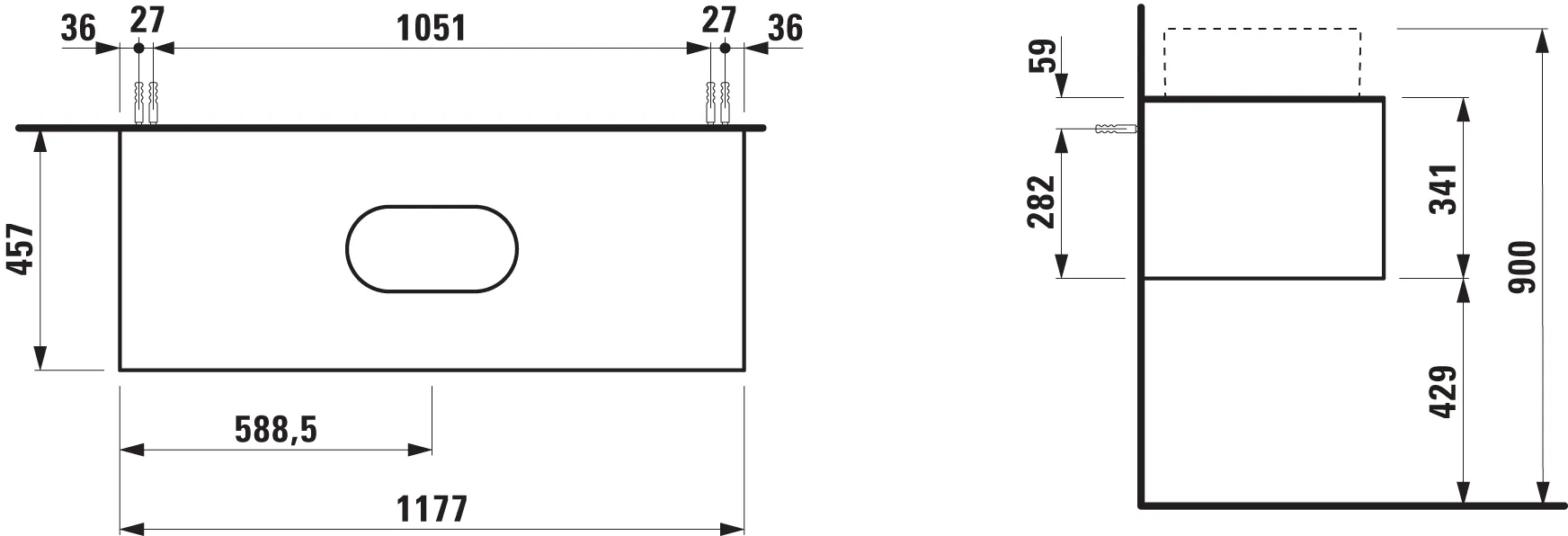 Laufen Waschtischunterbau „SONAR“ 455 × 340 × 1175 mm Kupfer