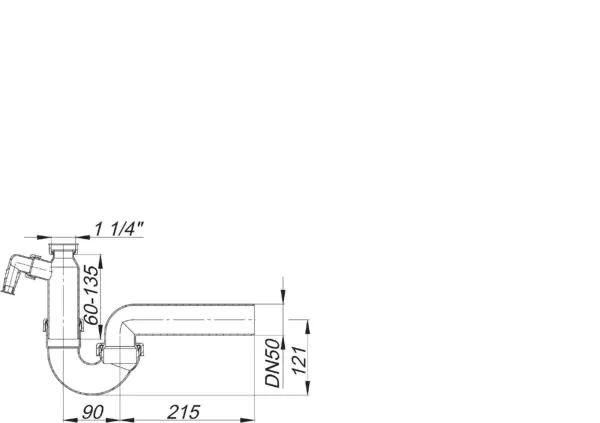 Röhren-Siphon 100/1, 1 1/4″ x DN 50