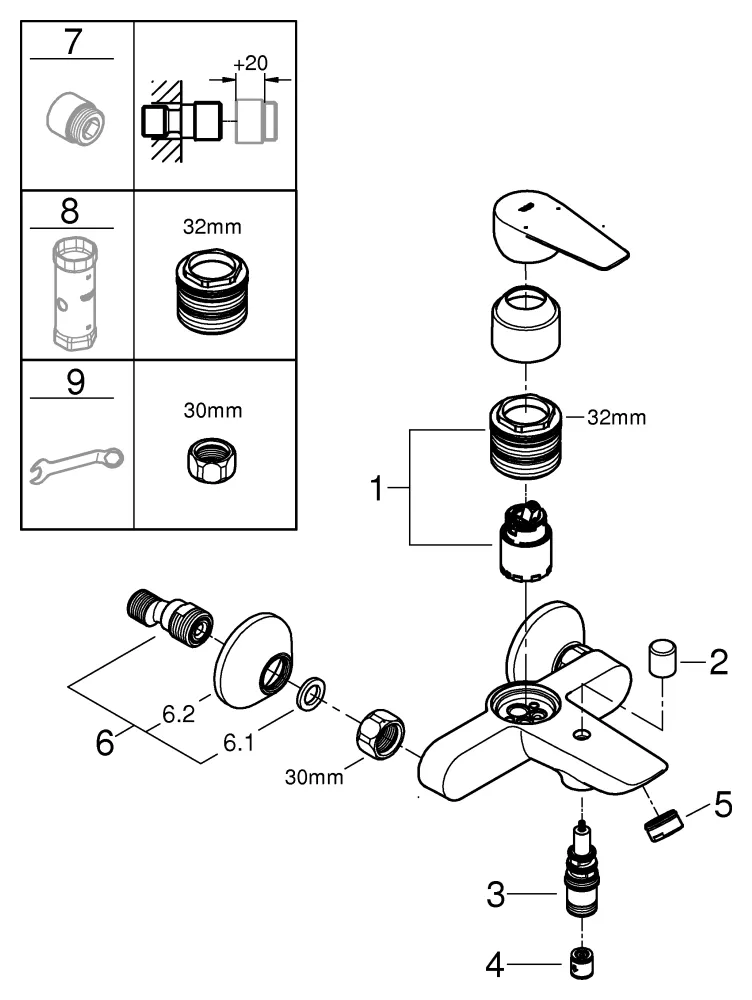 Einhand-Wannenbatterie BauEdge 23604_1, Wandmontage, mit Temperaturbegrenzer, S-Anschlüsse, eigensicher, chrom Einhand-Wannenbatterie BauEdge 23604_1, Wandmontage, mit Temperaturbegrenzer, S-Anschlüsse, eigensicher, chrom