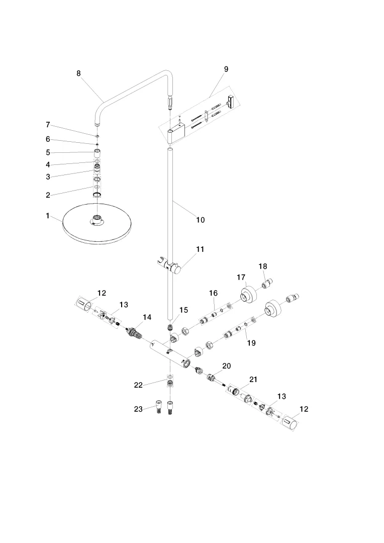 Dornbracht Showerpipe mit Brause-Thermostat, SERIENSPEZIFISCH Chrom, 300 mm, Höhe 982–1146 mm, Ausladung 454 mm Dornbracht Showerpipe mit Brause-Thermostat, SERIENSPEZIFISCH Chrom, 300 mm, Höhe 982–1146 mm, Ausladung 454 mm