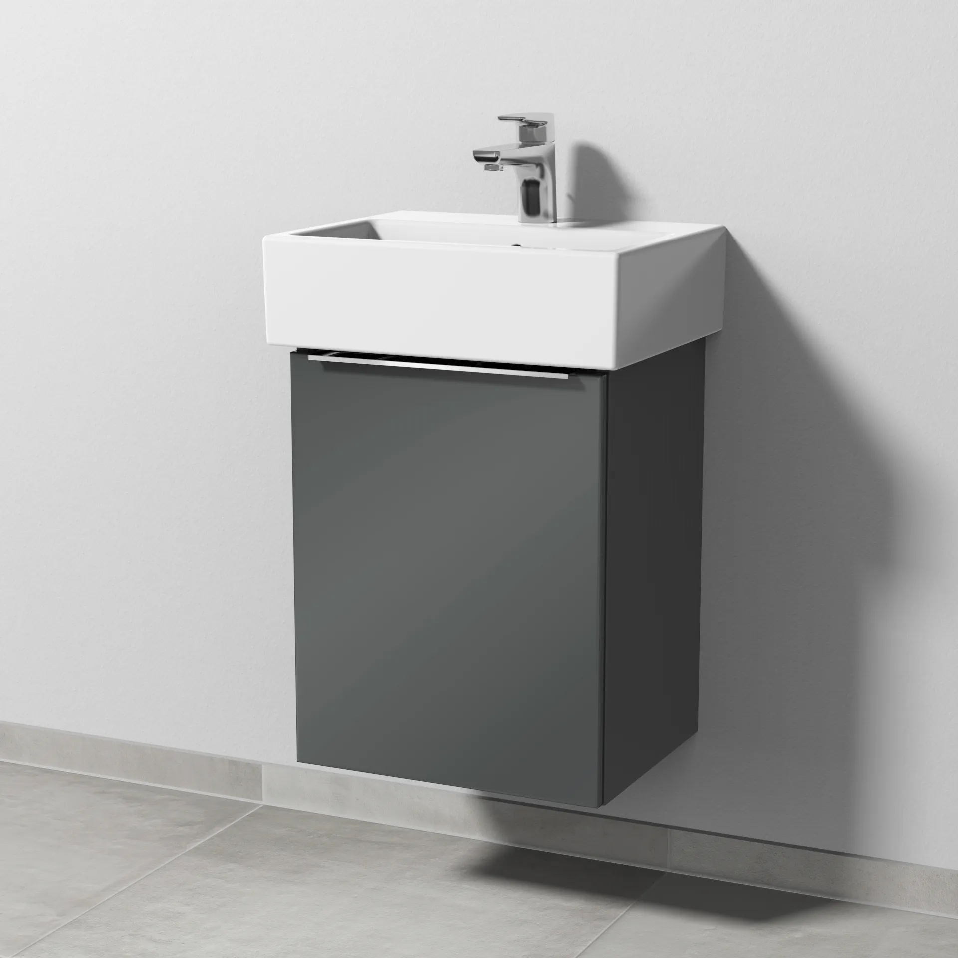 Sanipa Waschtischunterschrank „3way“ passend zu Keramik-Waschtische Vero Air von Duravit 400 × 520 × 332 mm in Anthrazit (glanz), Anschlag links