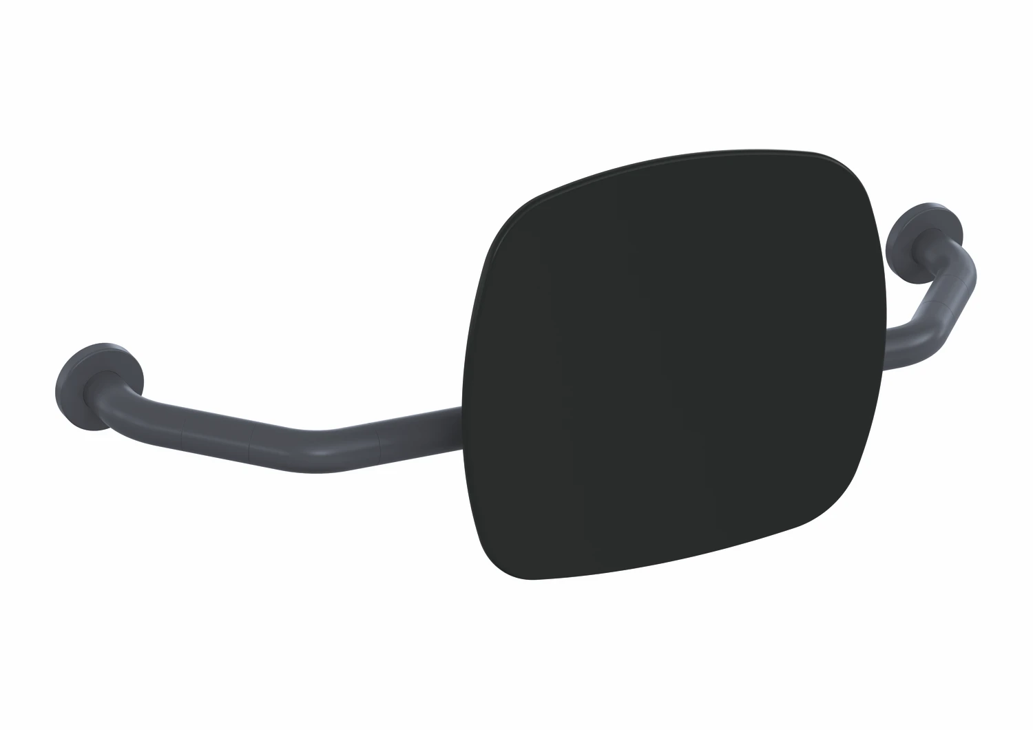Rückenstütze, Polyamid, matt, Lehne aus Kunststoff in Farbe 90 (Tiefschwarz), Breite 650 bis 750 mm, Tiefe 230 mm, Lehne 334 mm hoch und 370 mm breit, Stangendurchmesser 33 mm, Montage an der Wand mit Rosetten, in Farbe 99 (Reinweiß) Rückenstütze, Polyamid, matt, Lehne aus Kunststoff in Farbe 90 (Tiefschwarz), Breite 650 bis 750 mm, Tiefe 230 mm, Lehne 334 mm hoch und 370 mm breit, Stangendurchmesser 33 mm, Montage an der Wand mit Rosetten, in Farbe 99 (Reinweiß)