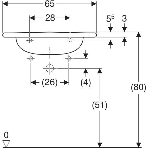 Wandwaschtisch „Vitalis“, rechteckig 65 × 60 cm in weiß alpin Wandwaschtisch „Vitalis“, rechteckig 65 × 60 cm in weiß alpin