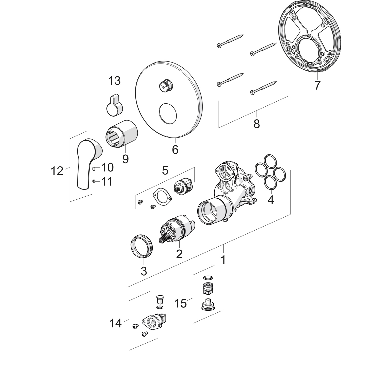 HA Einhebelmischer Fertigmontageset für Wanne/Brause HANSAPINTO 8528 Rosette rund mit Sicherungseinrichtung Chrom