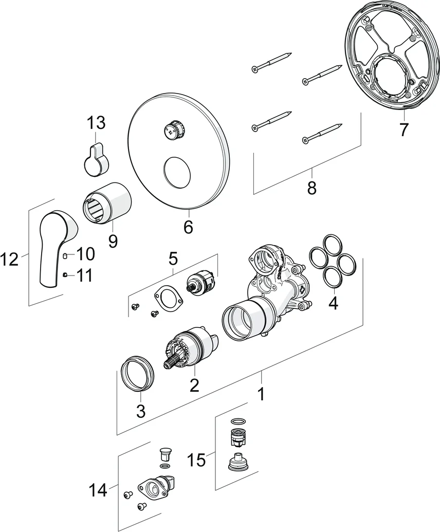 HansaPINTO Wannen- und Brausearmatur Hansapinto 2017 Einhebelmischer Fertigmontageset für Wanne/Brause 8528 Rosette rund mit Sicherungseinrichtung Chrom