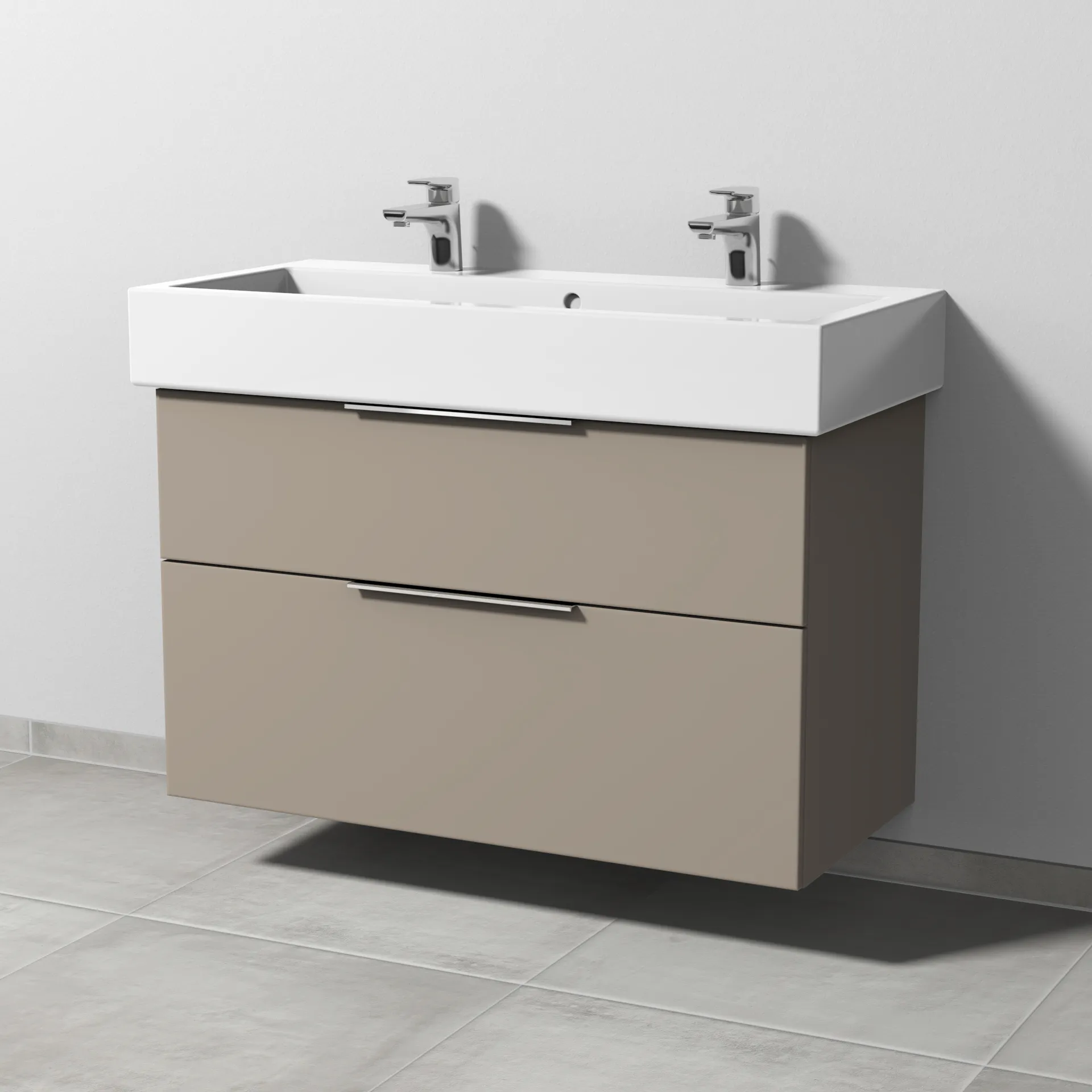 Sanipa Waschtischunterschrank „3way“ passend zu Keramik-Waschtische Vero von Duravit 950 × 593 × 447 mm in Sandgrau (matt)