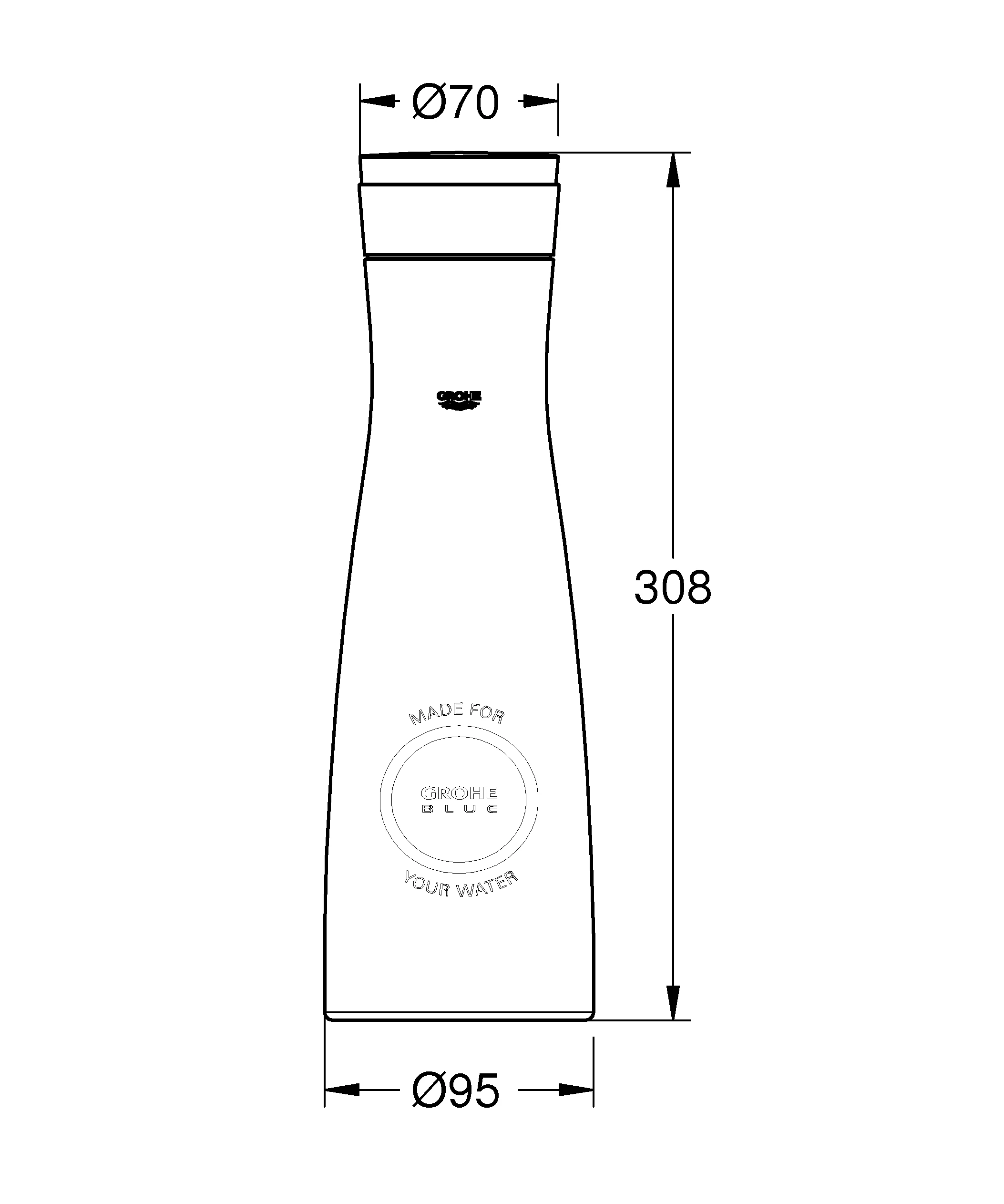 Glaskaraffe Blue 40405_1, 1 Liter mit Verschluss-Deckelset