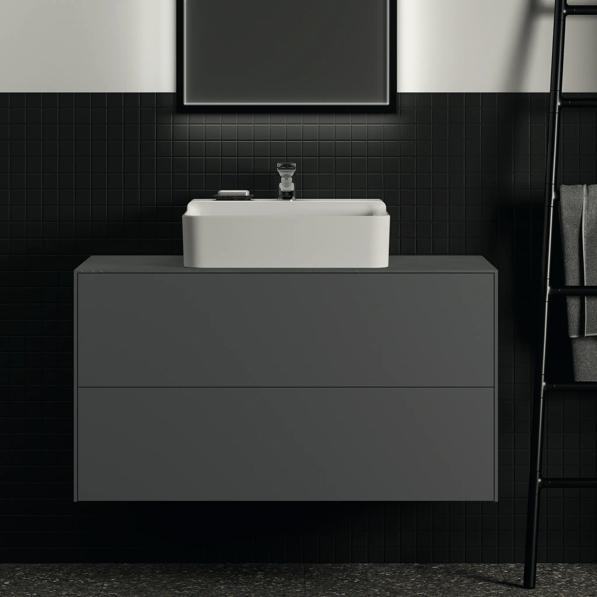Ideal Standard Waschtischunterschrank Conca, Anthrazit matt, 1000x505x540 mm, 2 Auszüge mit Push-Open und Softclose-Einzug, ohne Platte Ideal Standard Waschtischunterschrank Conca, Anthrazit matt, 1000x505x540 mm, 2 Auszüge mit Push-Open und Softclose-Einzug, ohne Platte