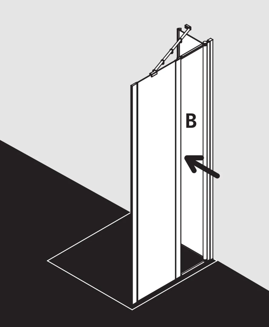 Kermi Duschdesign IBIZA 2000 Seitenwand geteilt beweglich, H 1750 mm, SW 680-710 mm, Silber Mattglanz