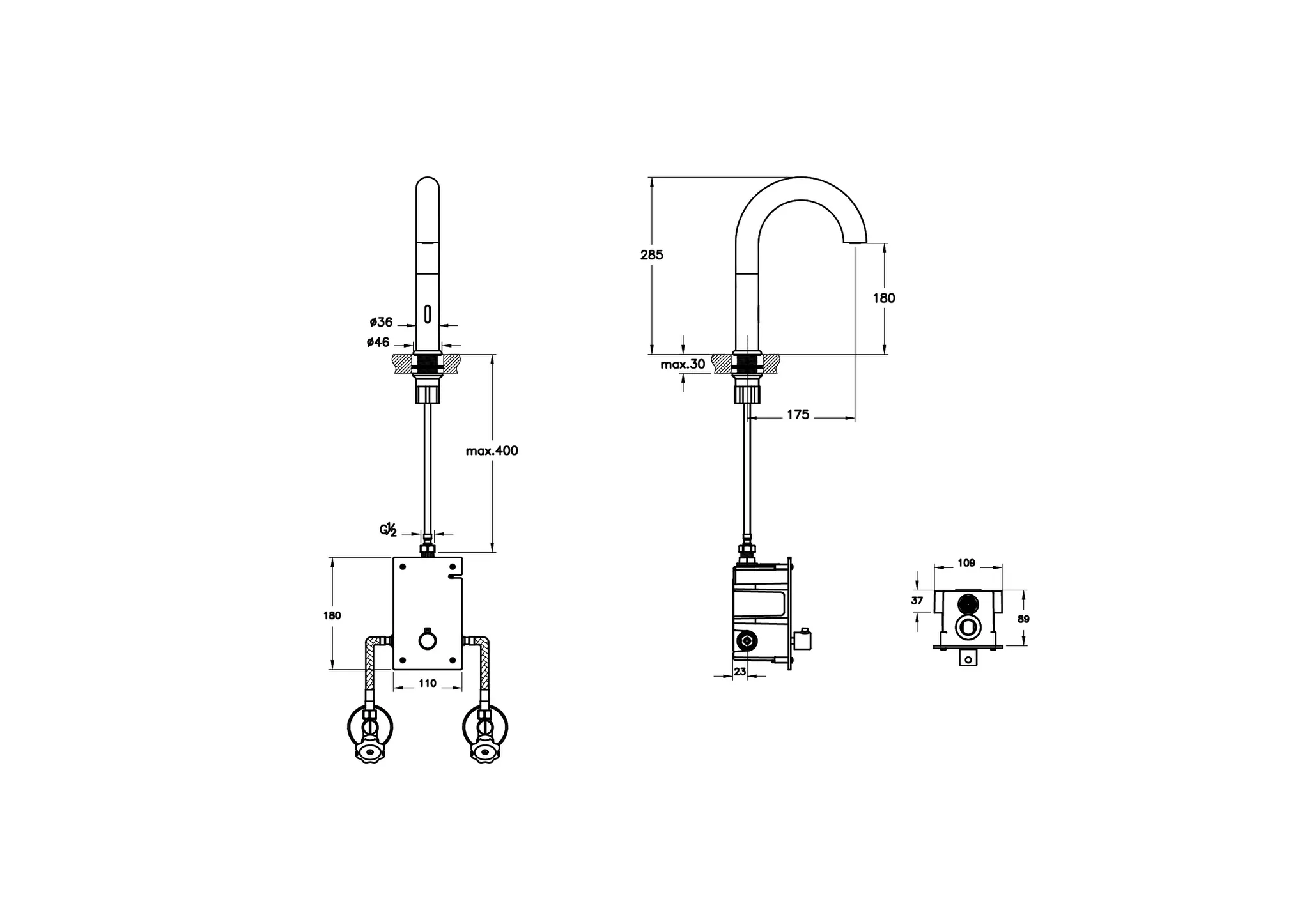 Liquid Touchless-Waschtischmischer Einlochmontage Höhe 29 cm Batteriebetrieb Chrom