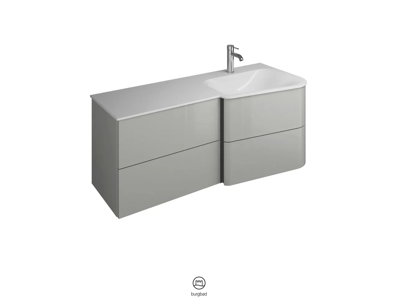 burgbad Badmöbelset „Badu“ Griffleiste, Schwarz, in Veloursgrau Softmatt burgbad Badmöbelset „Badu“ Griffleiste, Schwarz, in Veloursgrau Softmatt