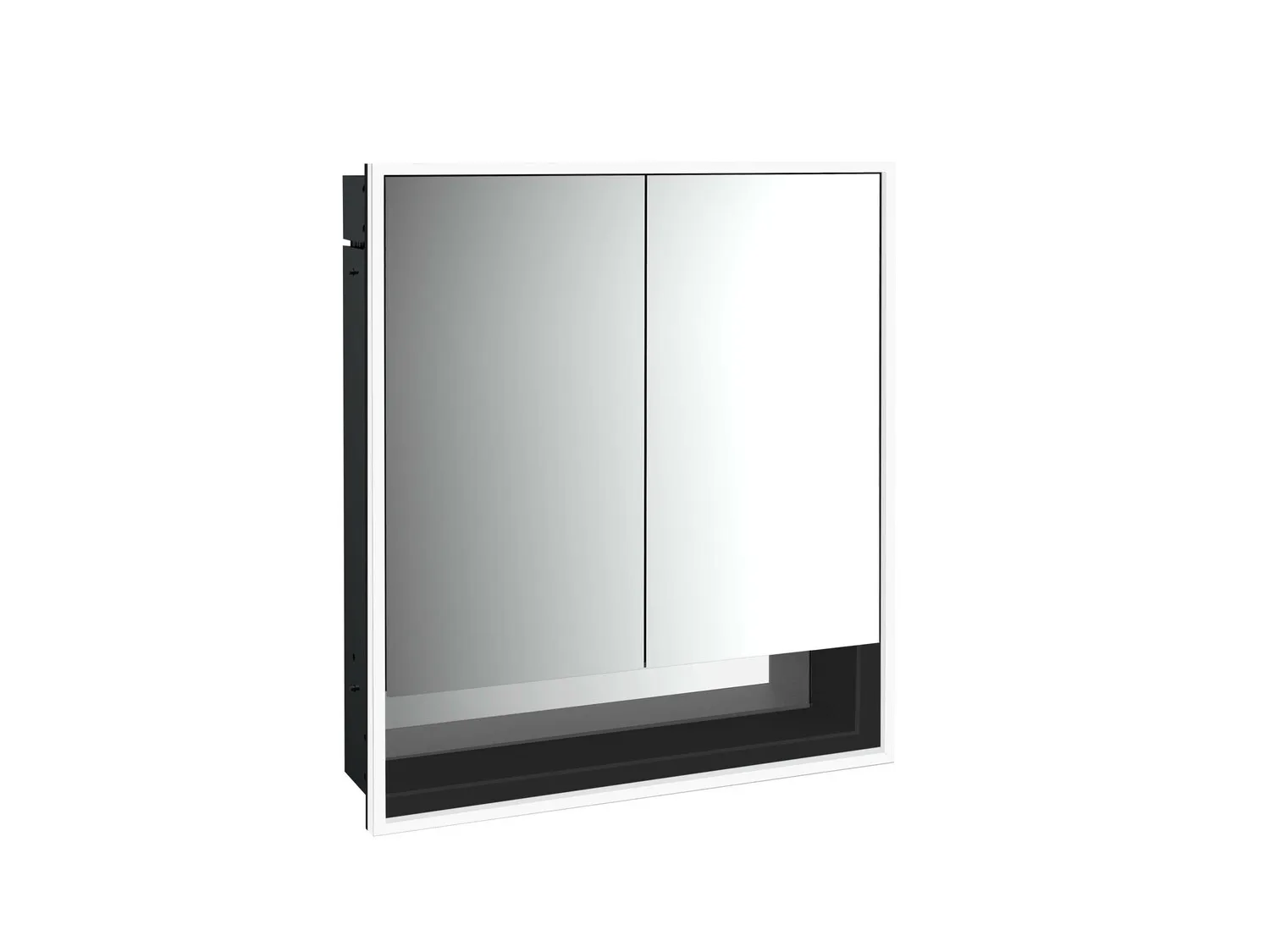 LED-Lichtspiegelschrank Loft mit Unterfach Unterputz, 600 mm, 2-türig schwarz LED-Lichtspiegelschrank Loft mit Unterfach Unterputz, 600 mm, 2-türig schwarz