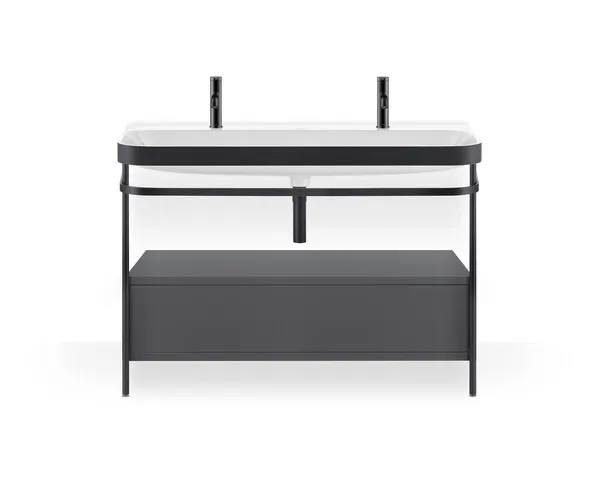 Duravit Waschtischunterschrank mit Metallkonsole „Happy D.2 Plus“ 117,5 × 85 × 49 cm Graphit Supermatt Duravit Waschtischunterschrank mit Metallkonsole „Happy D.2 Plus“ 117,5 × 85 × 49 cm Graphit Supermatt