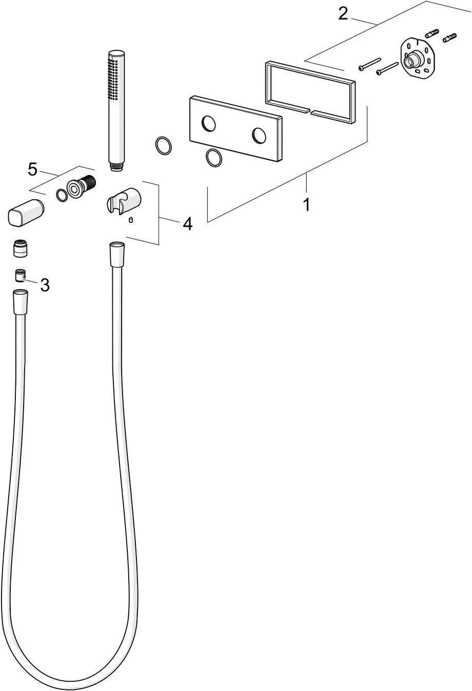 HansaLIVING Handbrausegarnitur HansaLIVING 4443 Rosetteeckig Abgang rund 1-strahlig Chrom