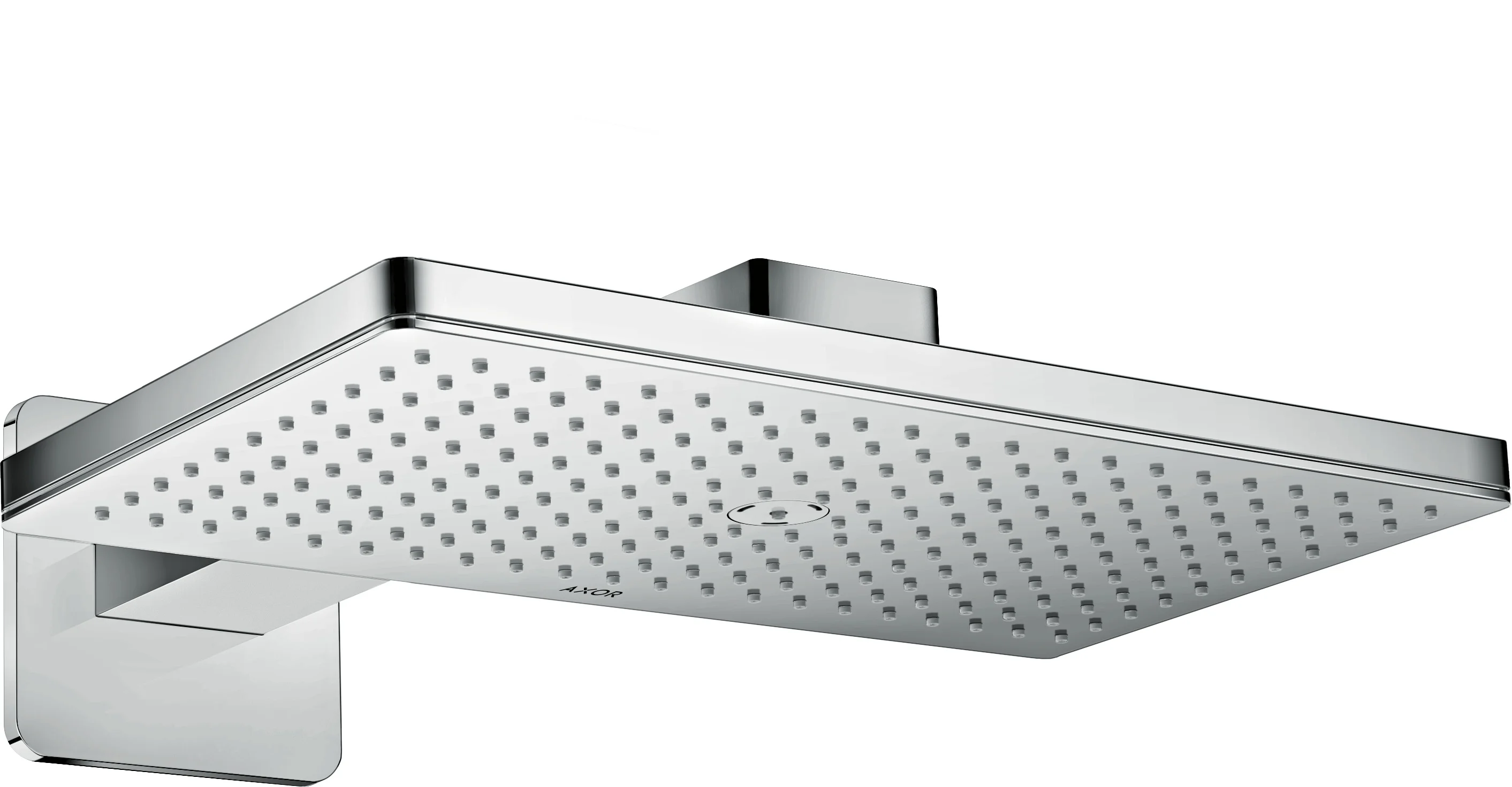 Hansgrohe AXOR ShowerSolutions Kopfbrause 460/300 1jet mit Brausearm und softsquare Rosette, Chrom, 466 x 270 mm, Rain Strahl, 19 l/min, Wandmontage, G 1/2, DN15