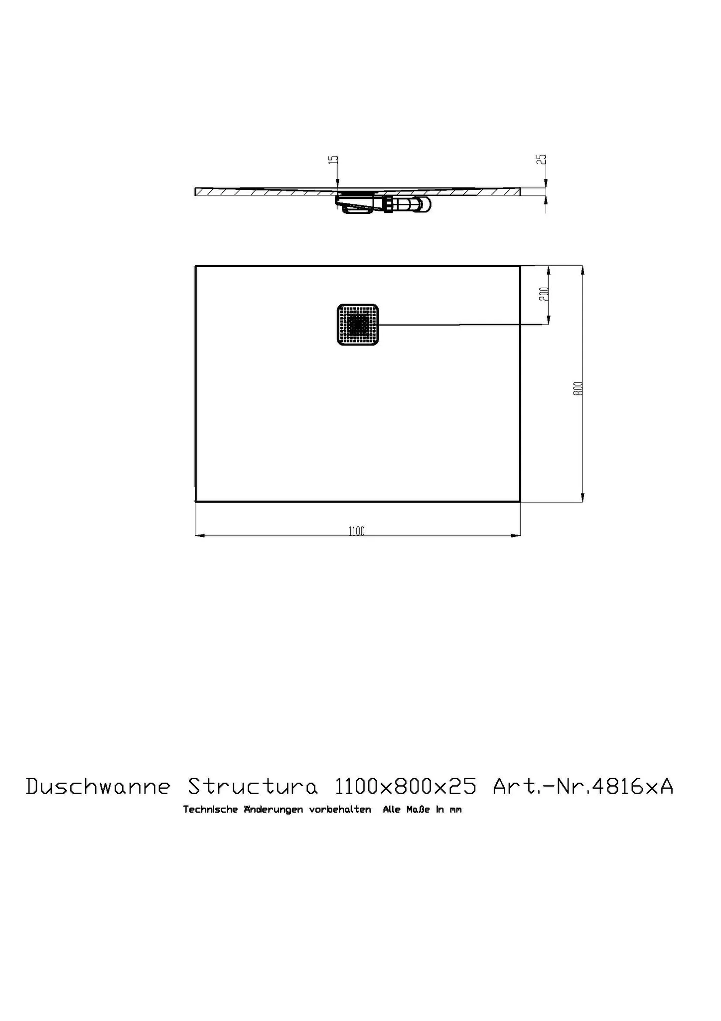 Duschwanne Structura 1100x800x25 in gesoftete Schieferoptik, mit Antirutsch B, Material Solique, Weiß Duschwanne Structura 1100x800x25 in gesoftete Schieferoptik, mit Antirutsch B, Material Solique, Weiß