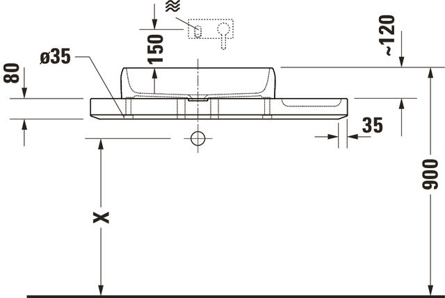 Duravit Aufsatzwaschtisch inkl. Natursteinkonsole „Qatego“ 100 × 41 × 90 cm in Weiß Hochglanz