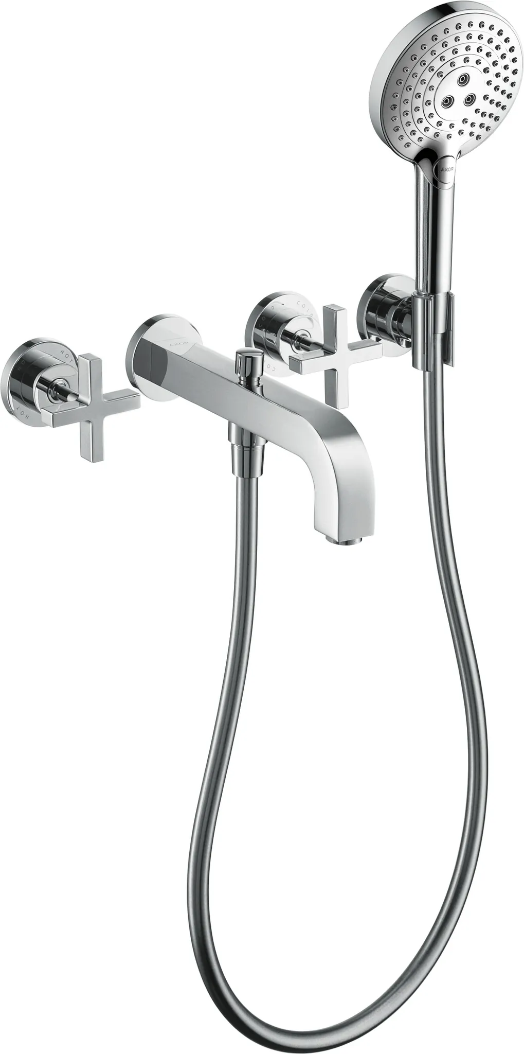 3-L.Wannenarmatur Axor Citterio F-Set Wand Kreuzgriff/Handbr.ohne Platte chrom