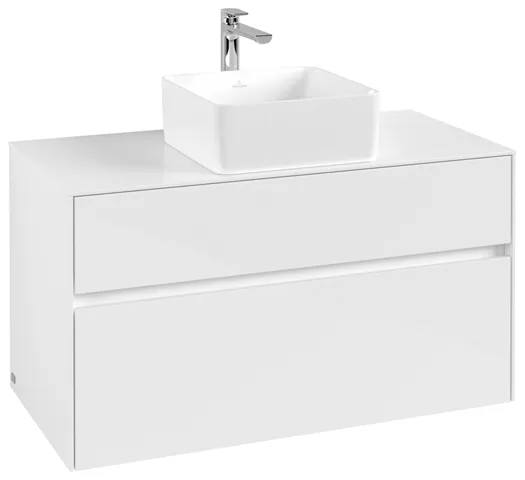 Villeroy & Boch Waschtischunterschrank „Collaro“ 1000 × 548 × 500 mm Glossy White, ohne Beleuchtung, für Becken mittig