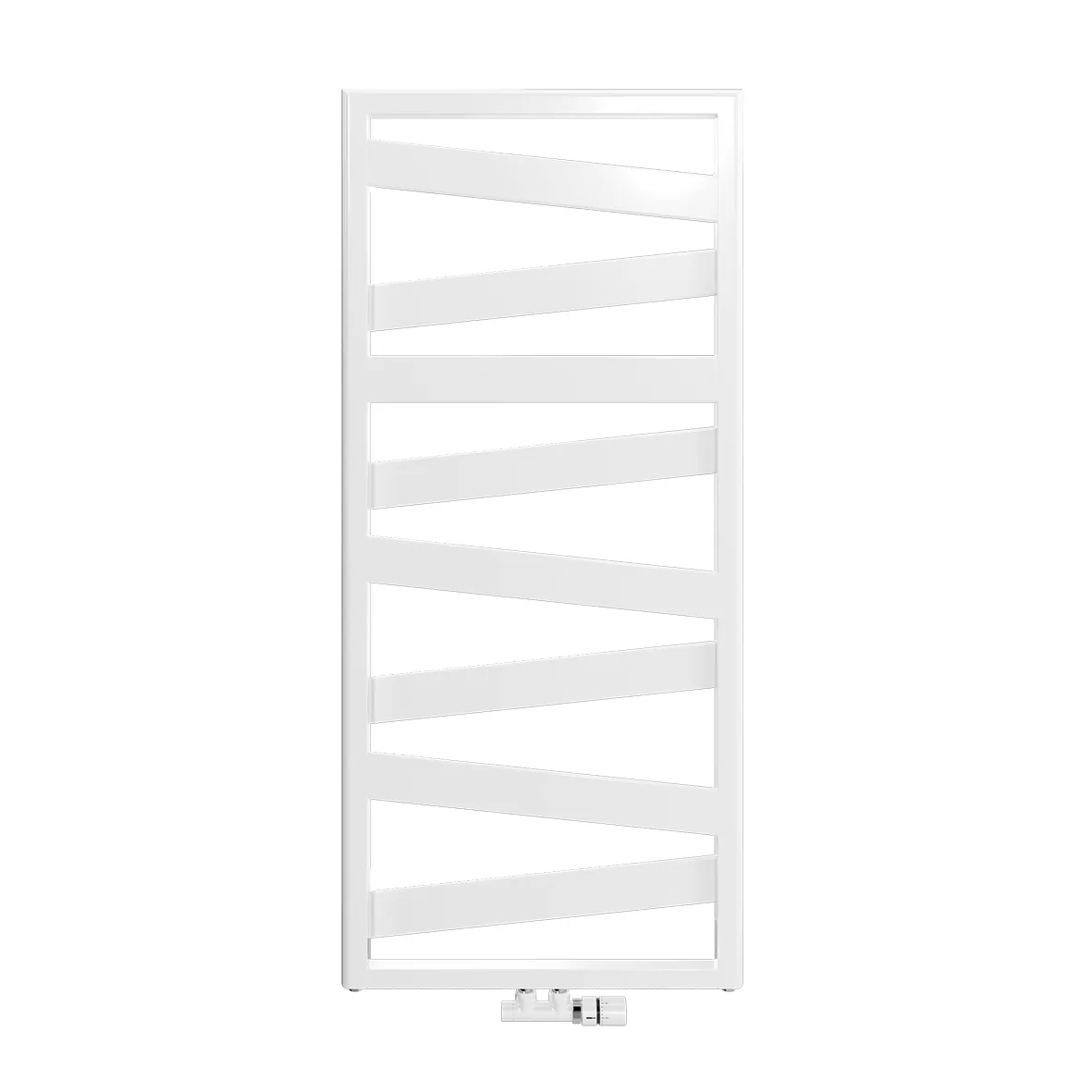 Zehnder Design-Heizkörper „Ribbon“ für Warmwasser-Zentralheizung oder gemischten Betrieb mit 50 mm-Mittelanschluss 60 × 134 cm in White Quartz