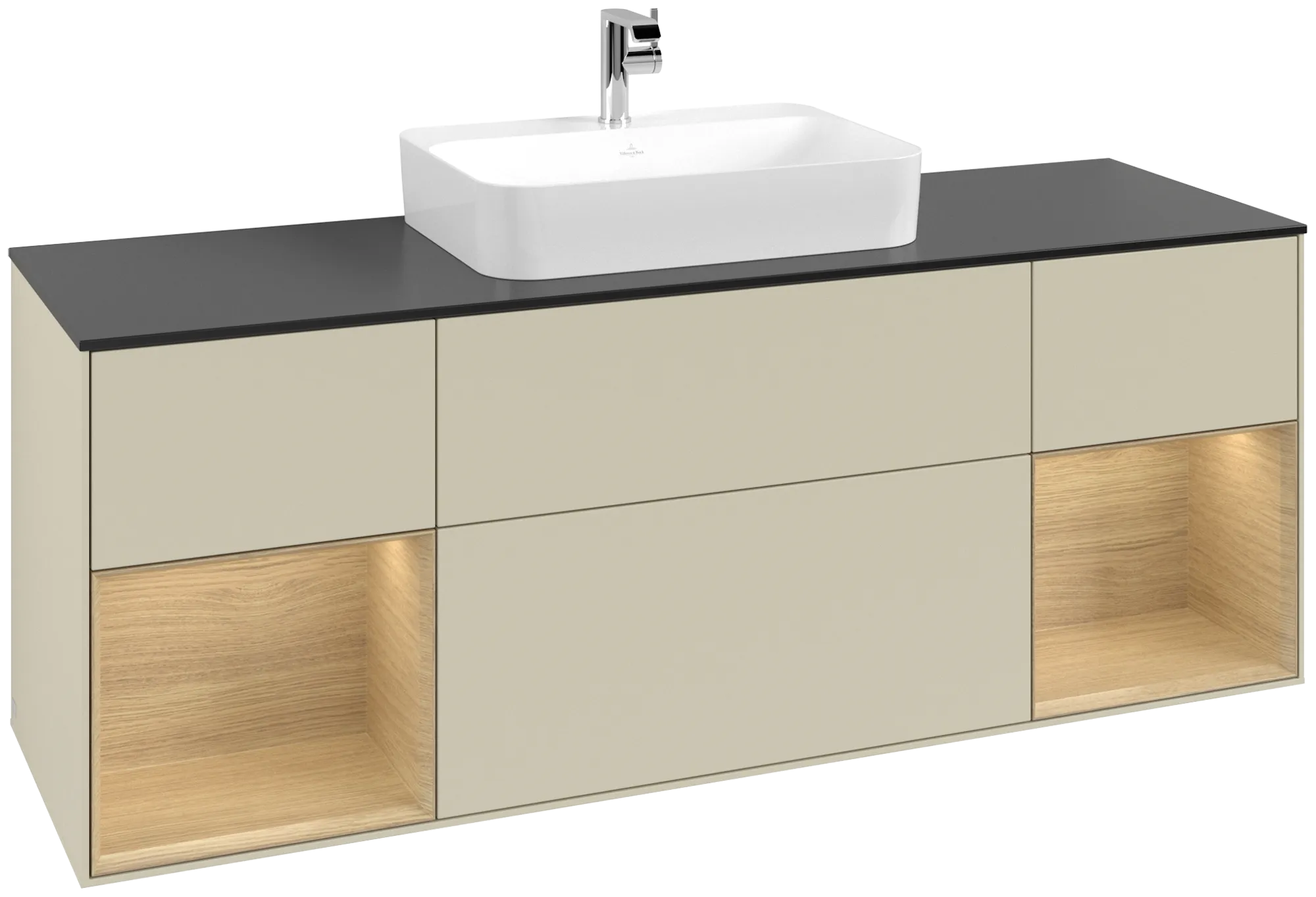 Villeroy & Boch Waschtischunterschrank „Finion“ für Schrankwaschtisch 1600 × 603 × 501 mm Silk Grey Matt Lacquer, für Becken mittig
