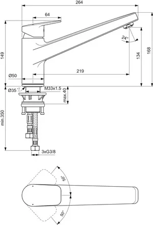 Küchenarmatur Ceraplan Ausladung 219mm Niederdruck Chrom Küchenarmatur Ceraplan Ausladung 219mm Niederdruck Chrom