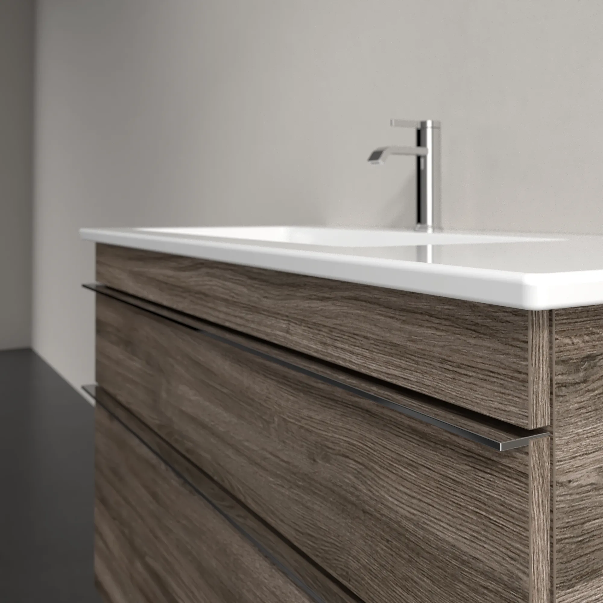 Villeroy & Boch Waschtischunterschrank „Venticello“ für Schrankwaschtisch 953 × 590 × 502 mm Stone Oak, für Becken links