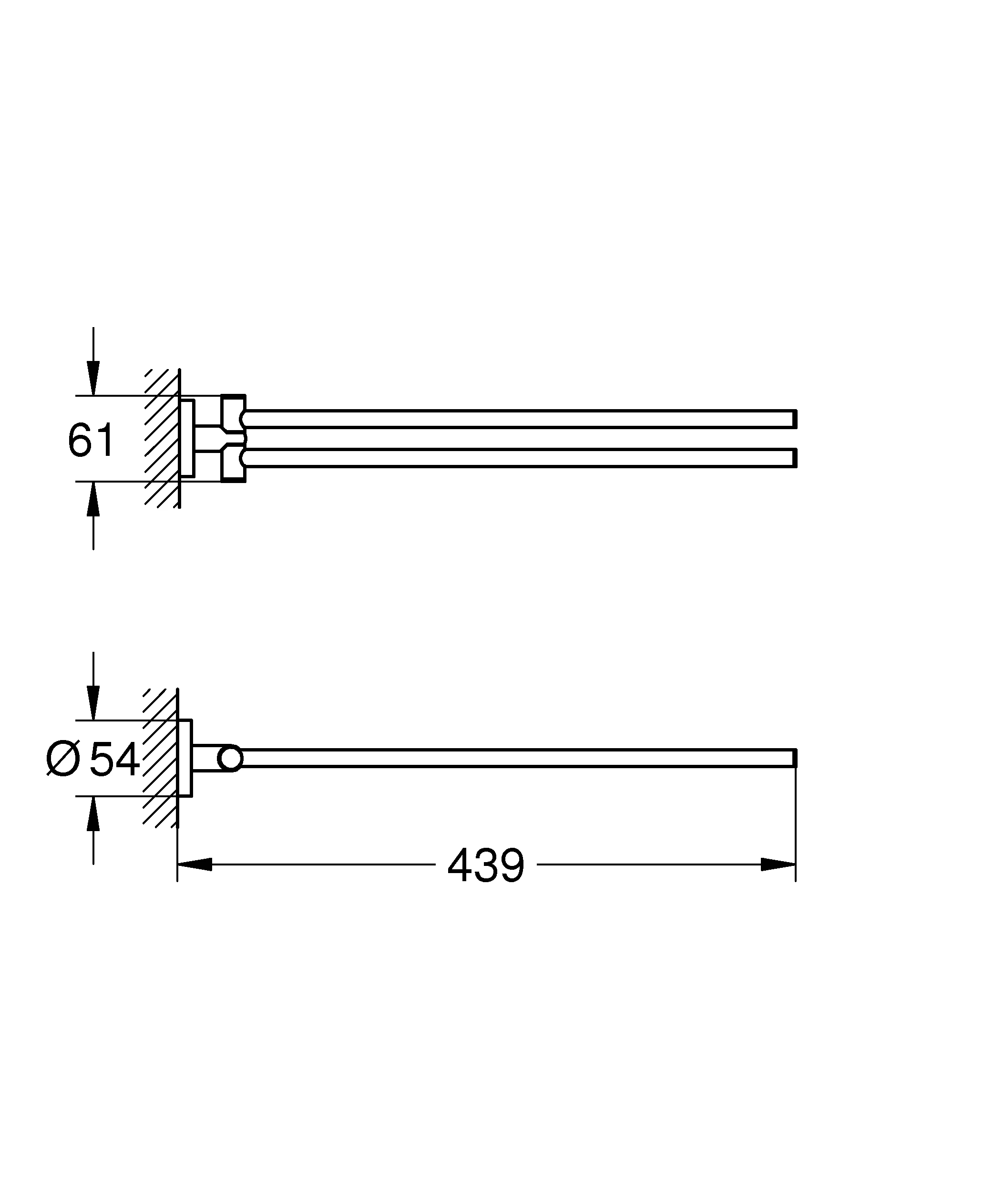 Handtuchhalter Essentials 40371_1, 2-armig, schwenkbar, 439 mm, chrom Handtuchhalter Essentials 40371_1, 2-armig, schwenkbar, 439 mm, chrom