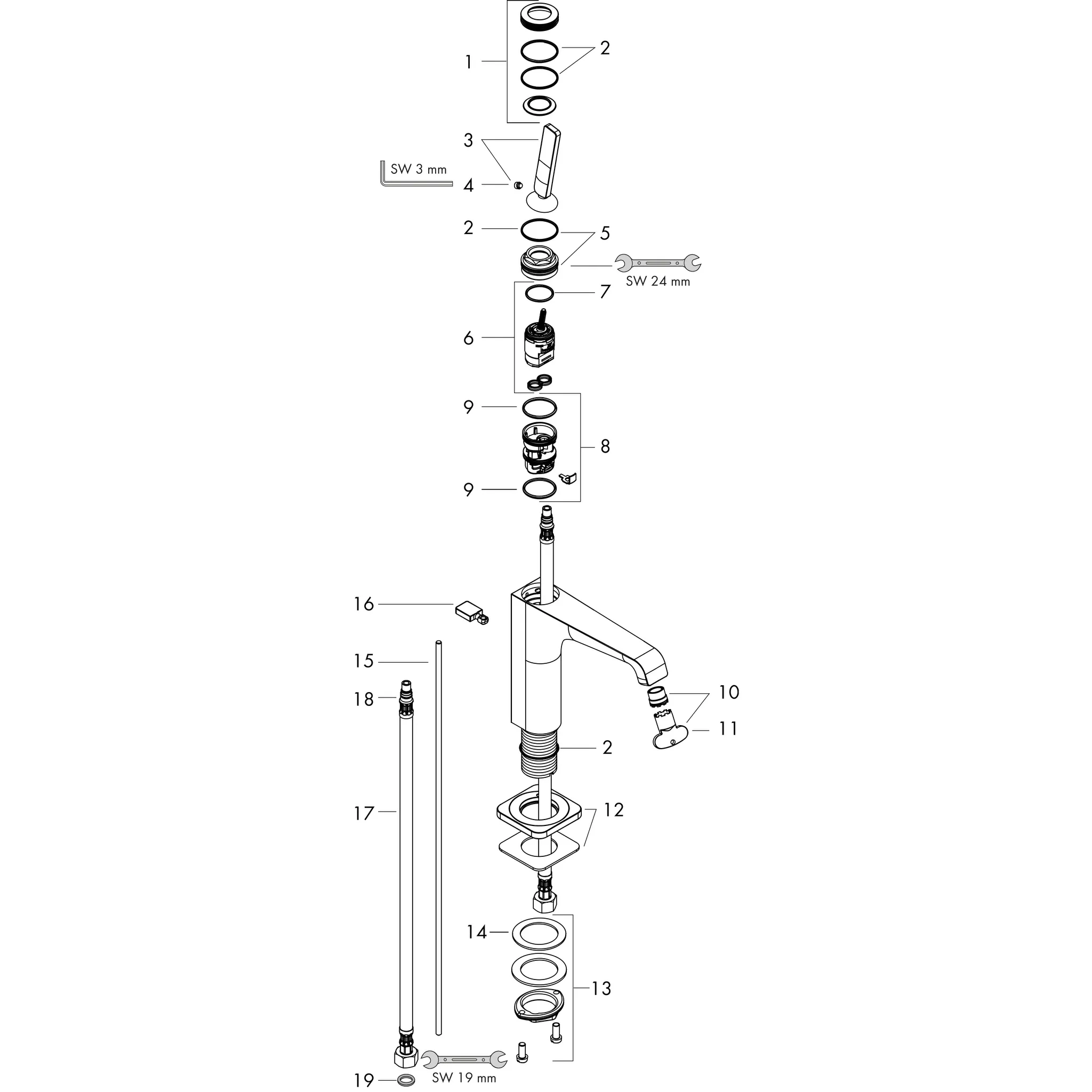 Hansgrohe AXOR Citterio E Einhebel-Waschtischmischer 130, Chrom Hansgrohe AXOR Citterio E Einhebel-Waschtischmischer 130, Chrom