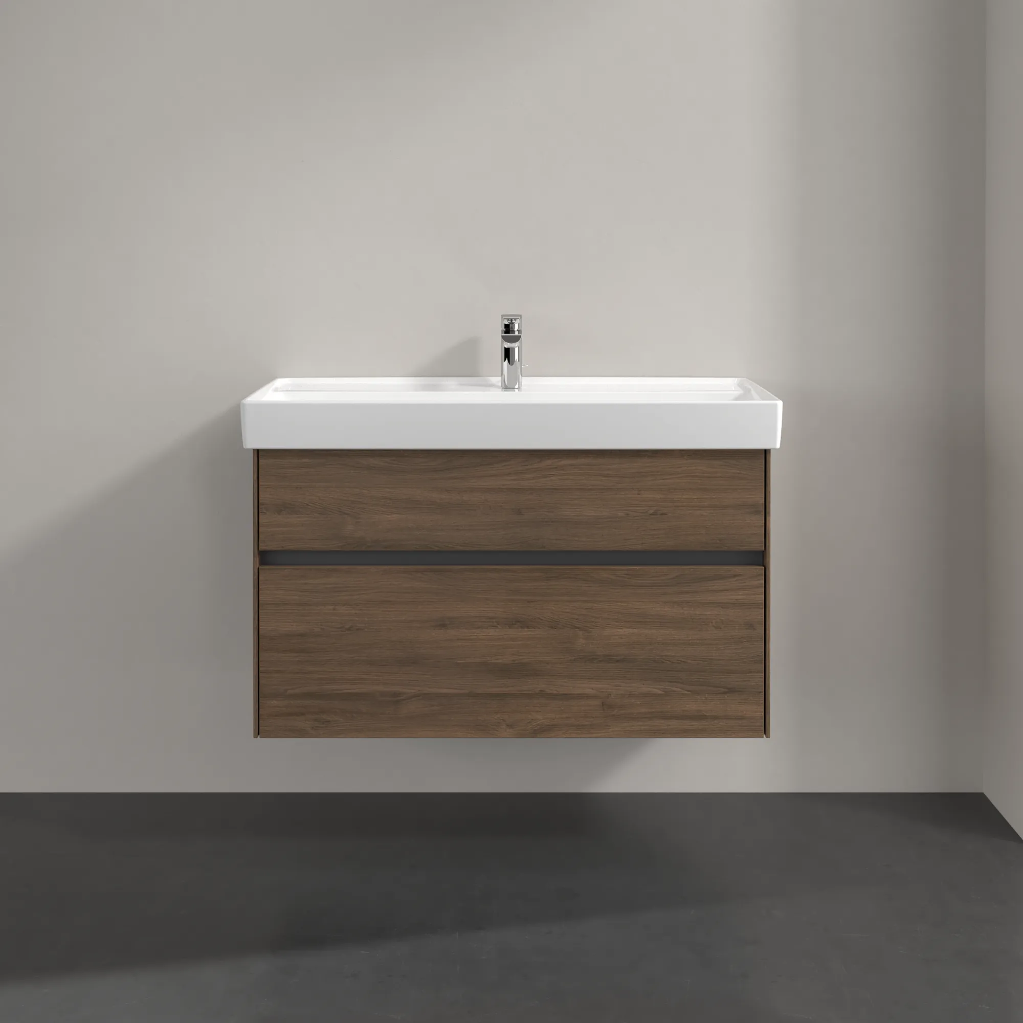 Villeroy & Boch Waschtischunterschrank „Collaro“ 954 × 546 × 444 mm Arizona Oak, für Becken mittig, mit Beleuchtung