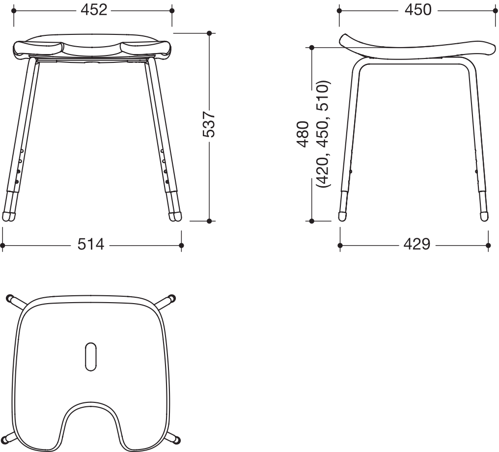 HEWI Hocker „Serie 802 LifeSystem“ 51,4 × 45 cm