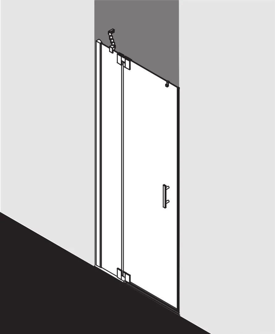 Kermi Duschtür Pendeltür 1-flügelig mit Festfeld links für Nische „FILIA XP“ Glas Klar, Profile Silber Hochglanz, BV: 730 - 760 mm WE: 730 - 760 mm H: 1850 mm