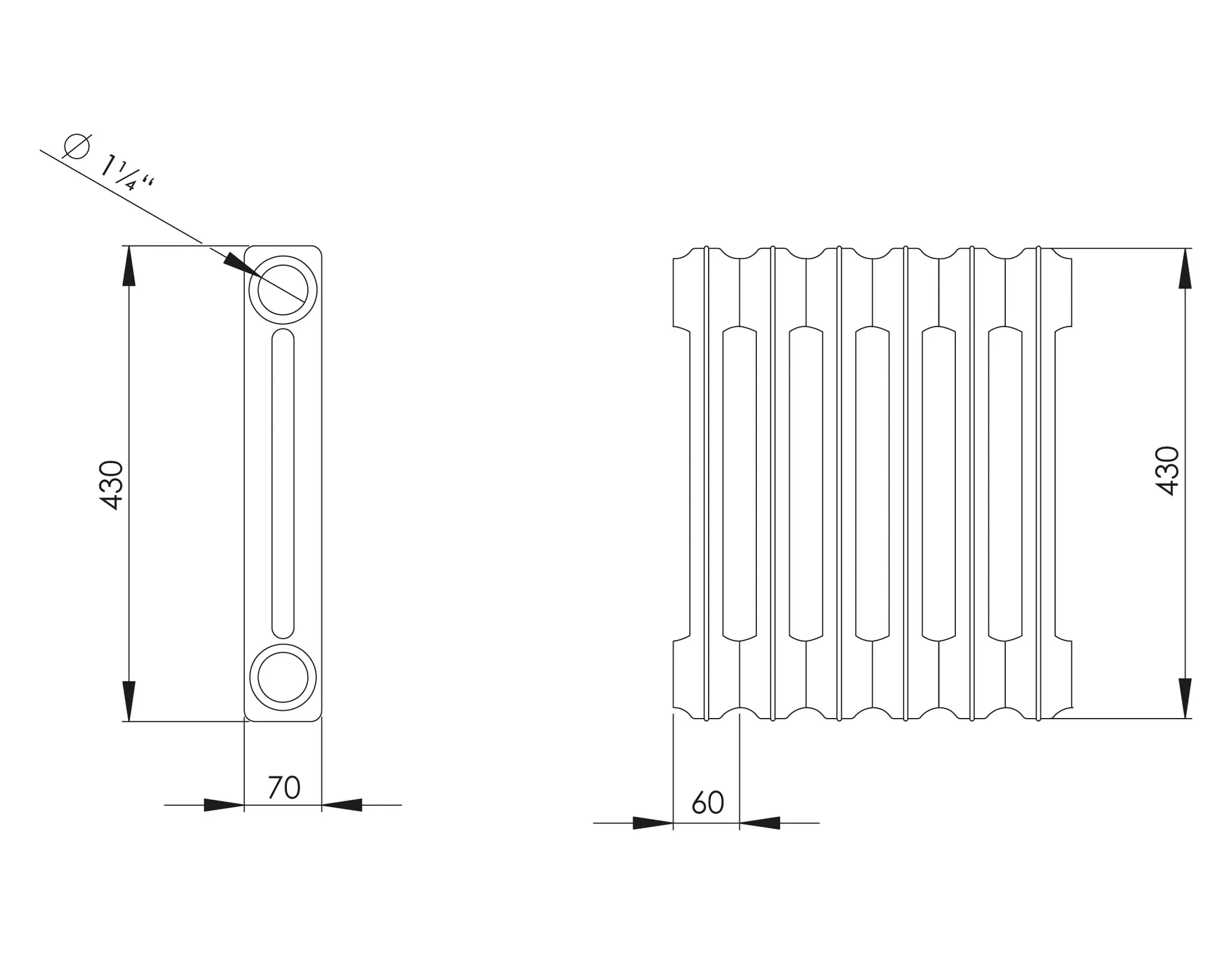 ASW Gussradiator grundiert 1 Glied Nabenabstand 350 mm „Berlin“ 6 × 45 × 7 cm ASW Gussradiator grundiert 1 Glied Nabenabstand 350 mm „Berlin“ 6 × 45 × 7 cm