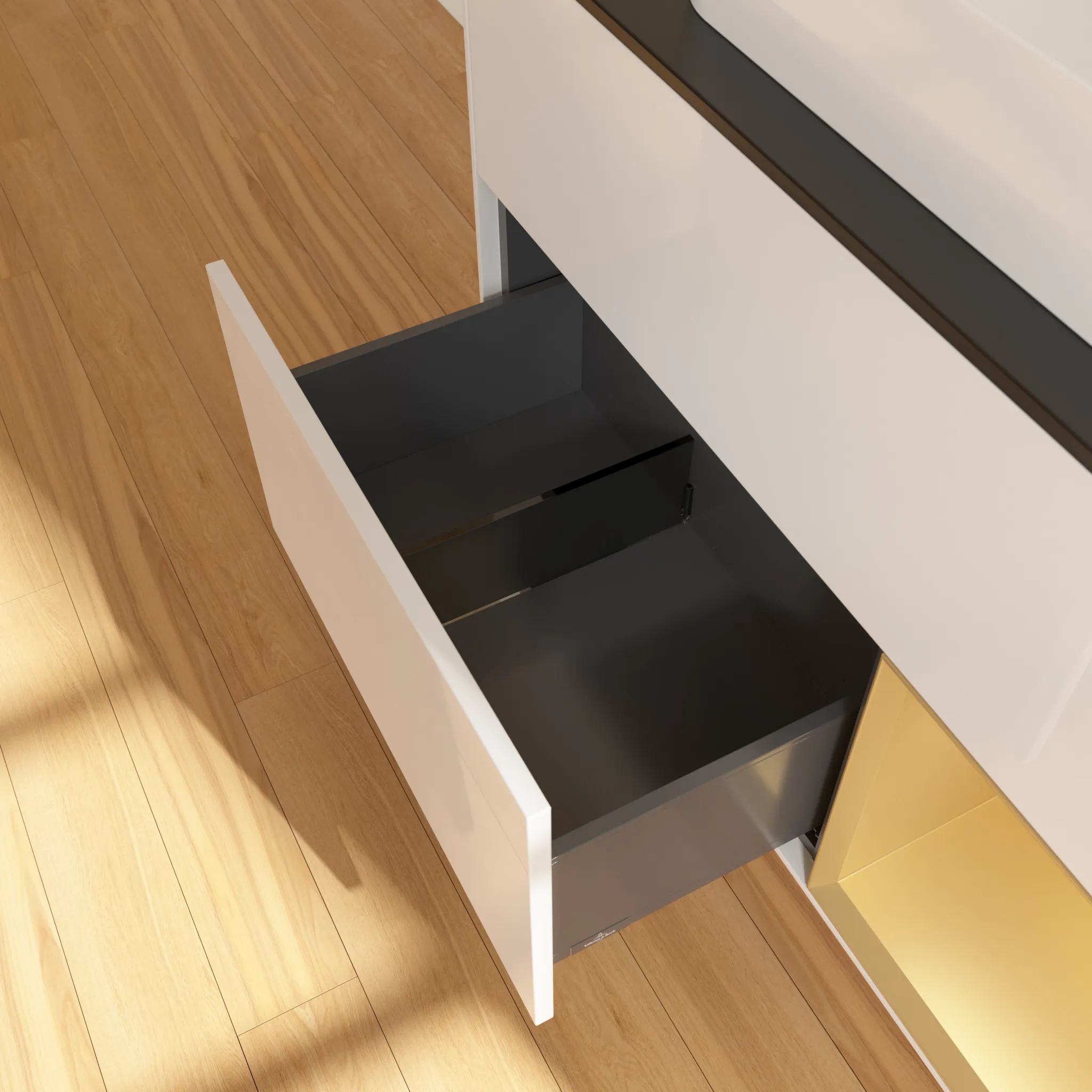 Villeroy & Boch Waschtischunterschrank „Finion“ für Schrankwaschtisch 1000 × 603 × 501 mm Glossy White Lacquer, mit Hahnlochbohrung, für Becken mittig