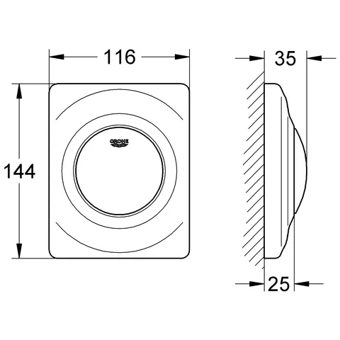 Urinal-Betätigung Surf 38808, 116 x 144 mm, Fertigmontageset für Rapido U oder Rapido UMB, alpinweiß Urinal-Betätigung Surf 38808, 116 x 144 mm, Fertigmontageset für Rapido U oder Rapido UMB, alpinweiß