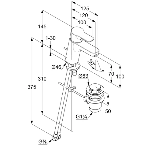 PURE & EASY WaschtischEHM 70 mit Metallablaufg. chrom PURE & EASY WaschtischEHM 70 mit Metallablaufg. chrom