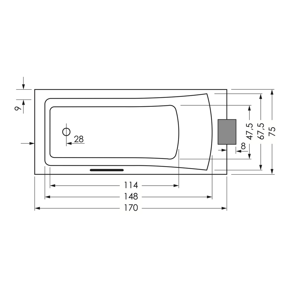 repaBAD Badewanne „Arosa Ergo“ rechteck 1700 × 750 mm, Fußablauf in Weiß repaBAD Badewanne „Arosa Ergo“ rechteck 1700 × 750 mm, Fußablauf in Weiß