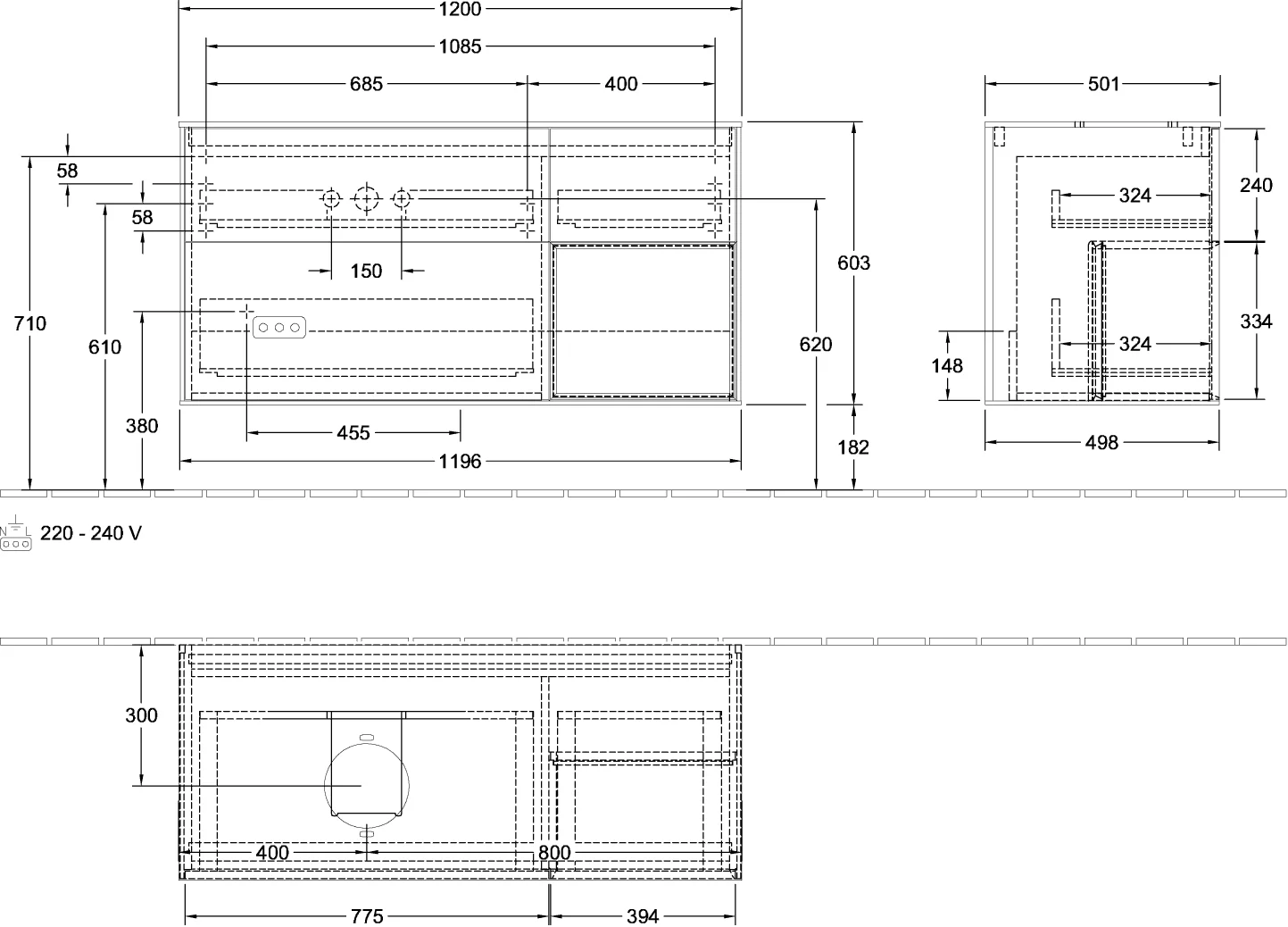 Villeroy & Boch Finion Waschbeckenunterschrank GA5 1200x603x501mm